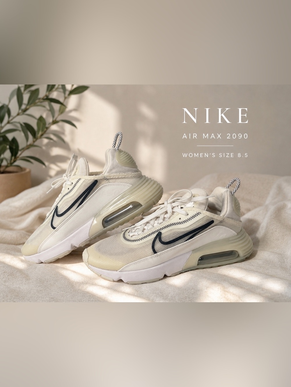 Nike Air Max 2090 White Black Sneakers Women’s 8.5 Running Shoes CK2612-100